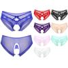 Mens Lace Mesh See-Through Pure Light Crotchless Briefs Sissy Underwear with Bowknots Strappy Swimming Night Underpants