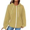 Solid Long Sleeve Women's Fashion Casual Top Long Placket Drawstring Hooded Sweatshirt