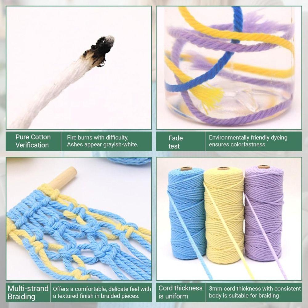 Новый 3мм шнур макраме мягкий экологичный цветной хлопковый шнур для плетения и вязания узлов домашний декор