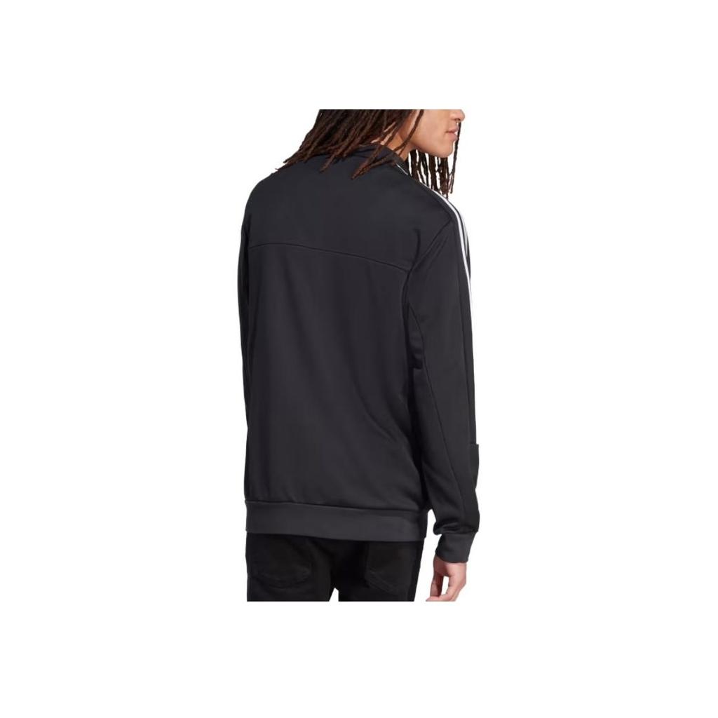 Adidas Полосатый узор с принтом букв и воротником-стойкой, длинный рукав, мужская куртка, черная IA3047