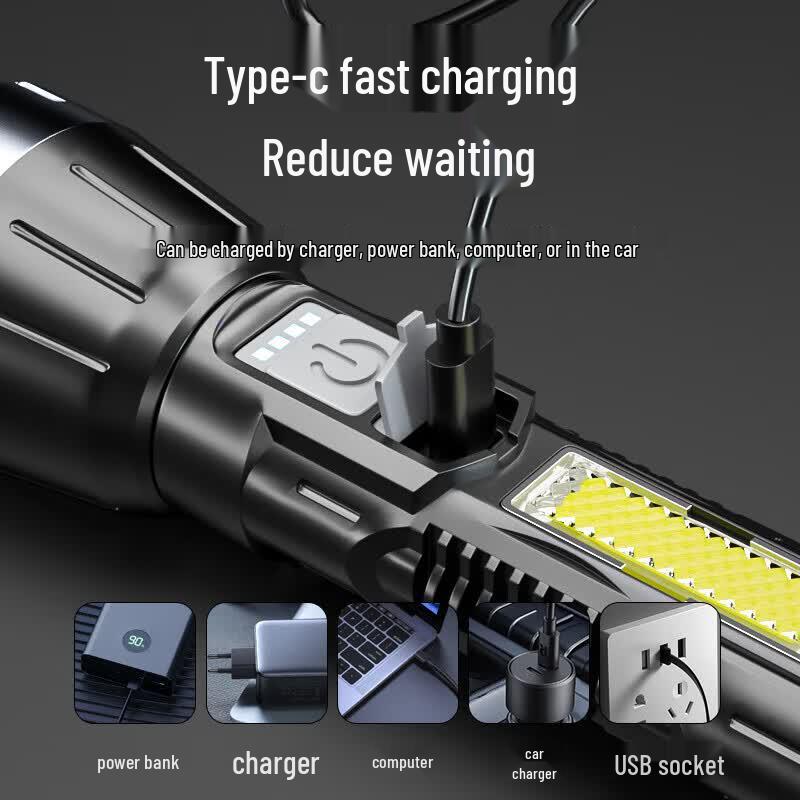 Warsun B350 Rechargeable LED Flashlight with COB Side Light