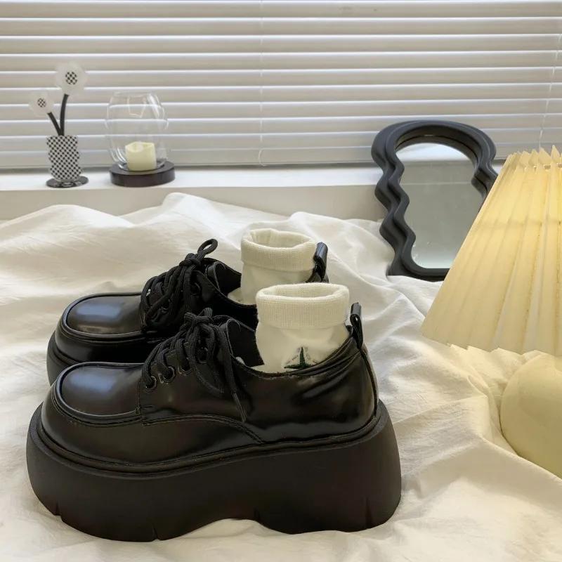 Весенние новые женские туфли из кожи на толстой подошве, чувственный нишевый дизайн, универсальные туфли в стиле ретро с большим носком, Zapatos Mujer