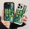 JT109 Иллюстрация с кактусами для iPhone 17 16 15 Pro Max Samsung S26 S25 S24 Ultra A17 A16 A07 A56 Xiaomi 15T Redmi 15c 14C Мягкий чехол из ТПУ