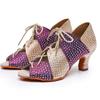 Модные женские танцевальные туфли для латиноамериканских танцев, танго, сальсы, на высоком каблуке, с открытым носком, туфли для вечеринок, каблук 5,5 см
