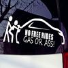 No Free Rides Gas or Ass Letters Car Sticker Reflective Truck Window Body Decor