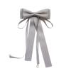 Elegant Pearls Long Ribbon Bowtie with Pin Pre Tied Adjustable Preppy Styles Bowknot Necktie for Fashionable Women Ties