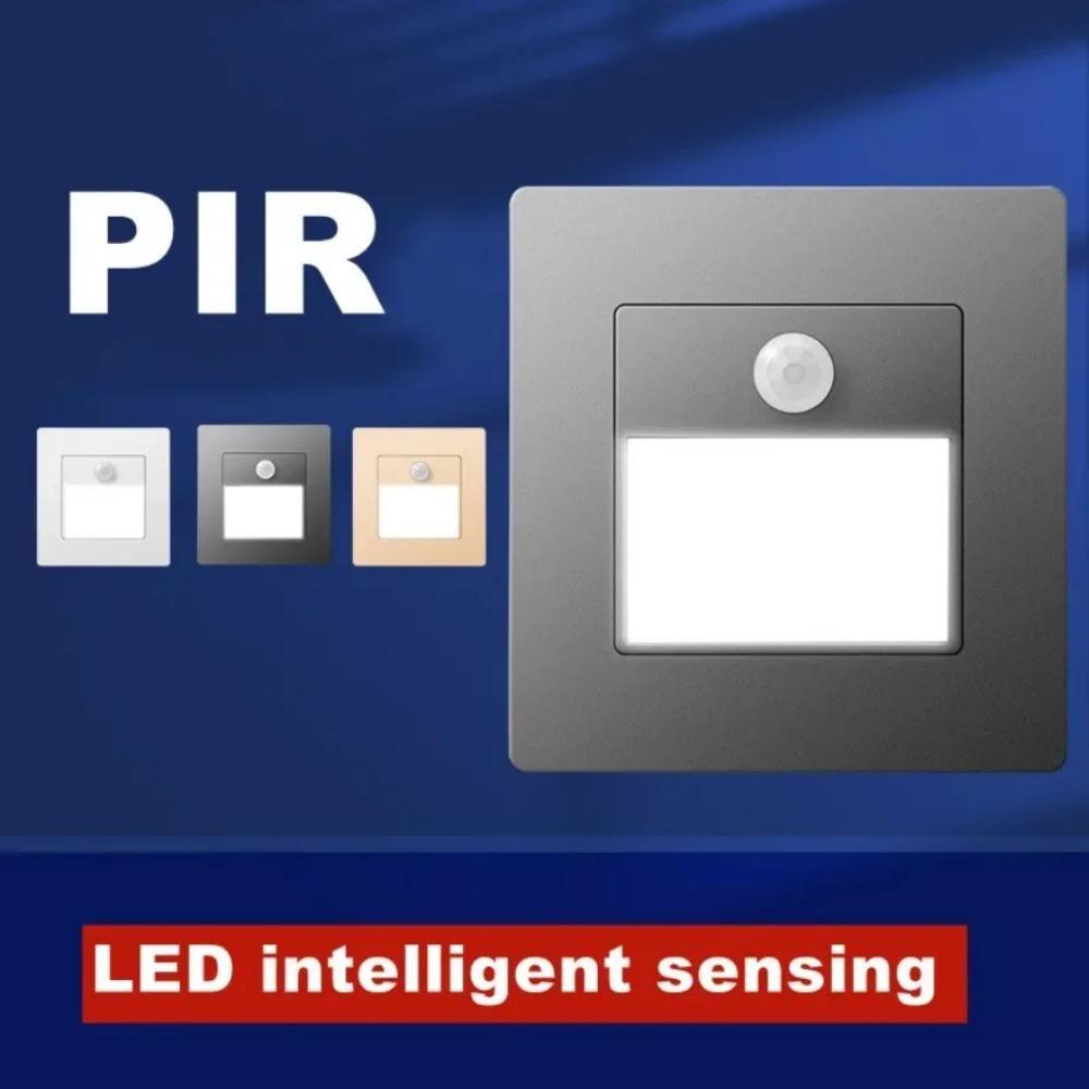Светодиодный ночник с датчиком, интеллектуальный настенный светильник, встраиваемый контроль + PIR-светильник для лестницы, стремянки, спальни