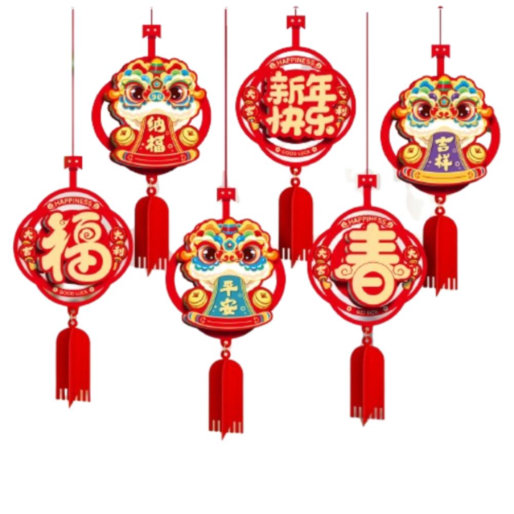 6pcs 3D Chinese Snake Year Pendants Traditional Spring Festival Supplies Home Living Room Decor