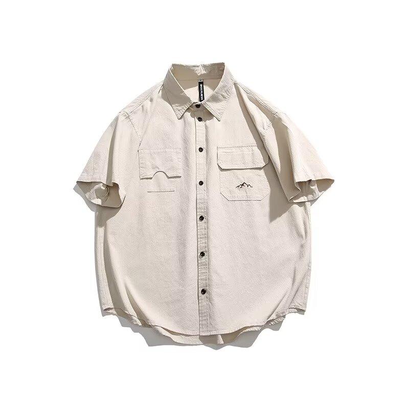Летняя рубашка с коротким рукавом три четверти для студентов, свободный и нишевый дизайн, забавный новый мужской топ для ношения на открытом воздухе