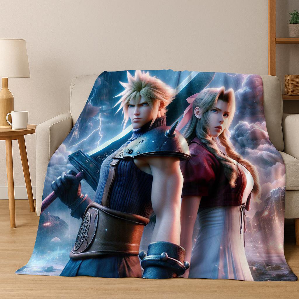 Мультяшное фланелевое одеяло Final Fantasy Сефирот Клауд Тифа, теплое и уютное мягкое покрывало для дома, спальни, кровати, дивана, ребенка