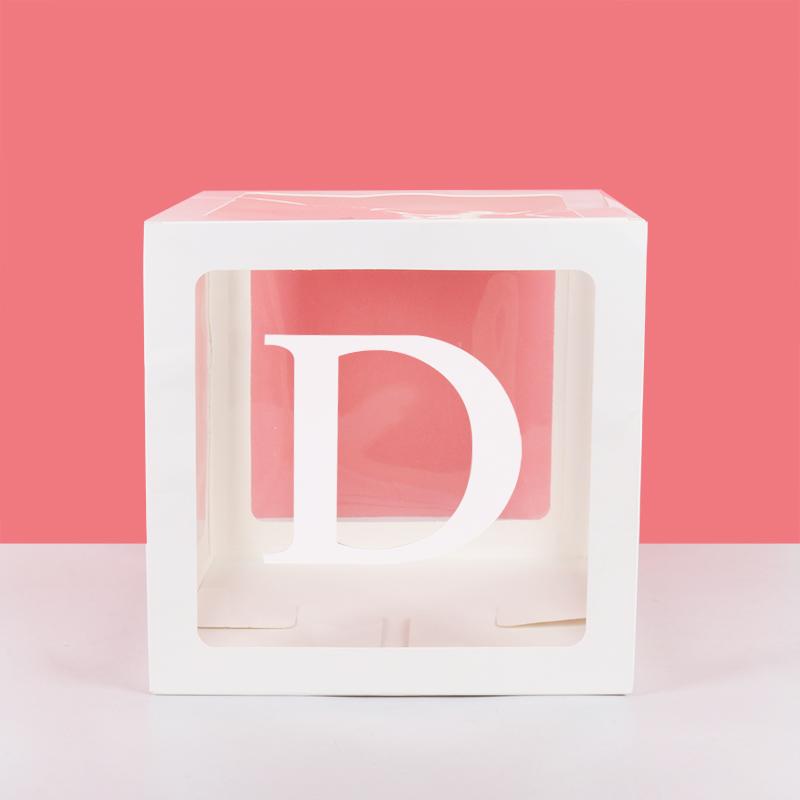 A-Z Letter Name Transparent Balloon Box BABY ONE Blocks Boy Girl Party Gift Box Wedding Decoration Baby Shower Birthday Party