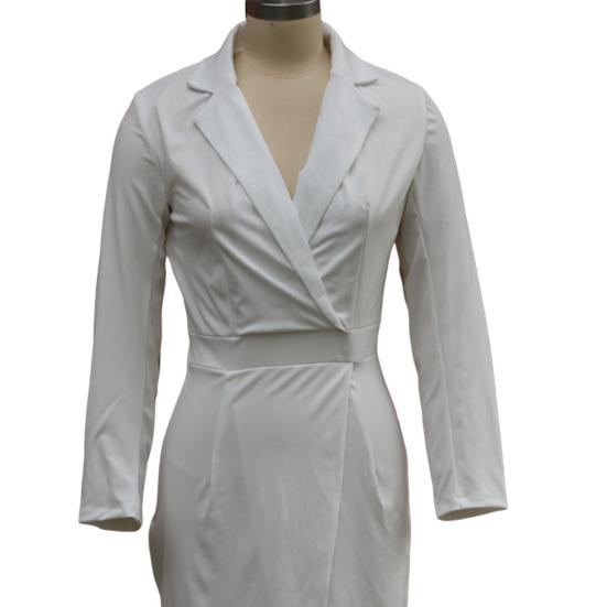 Women's 3/4 Sleeve V Neck Midi Sheath Bodycon Dress Formal Faux Wrap Cocktail Work Dress Office Business Outfit