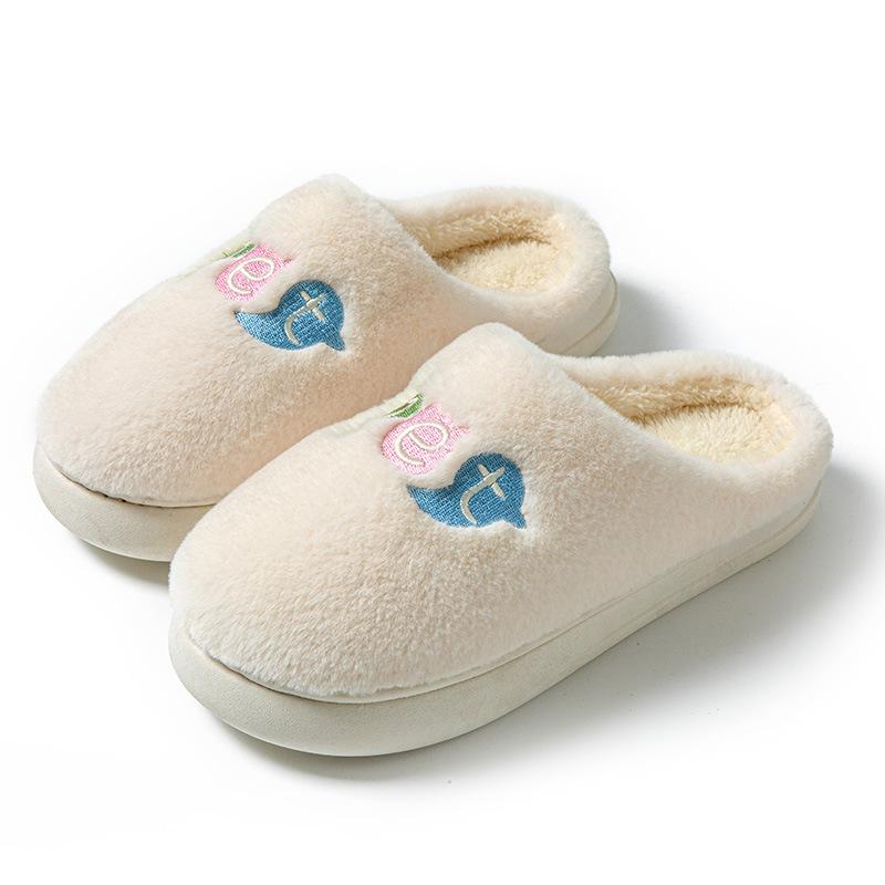 Женские хлопковые тапочки на осень и зиму, простая толстая подошва с плюшевой изоляцией, домашняя обувь для пар, мохнатые тапочки для мужчин