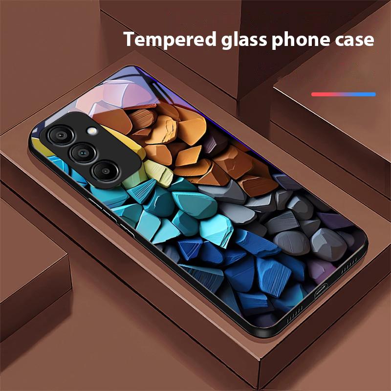 Креативный чехол-блок для Samsung Galaxy A15 5G 54 4G 51 50 24 35 90 71 12 51 53 52S 80 22 34 Черный чехол для телефона из закаленного стекла