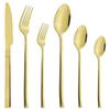 6 шт. золотой набор столовых приборов из нержавеющей стали, набор столовых приборов, нож, десертная вилка, кофейная ложка, посуда, семейные кухонные столовые приборы, серебро