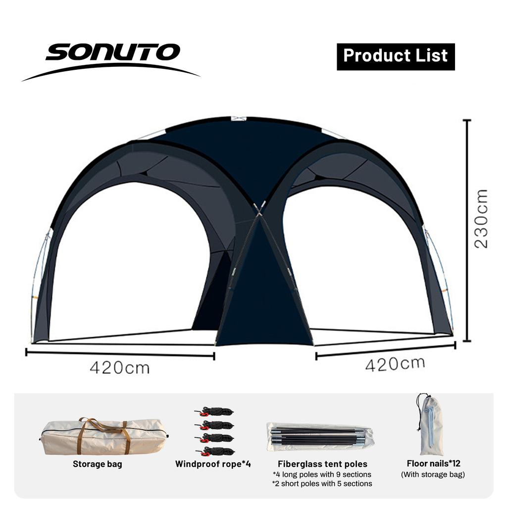 Sonuto Dome Canopy Large Tent Outdoor Extra Large Camping Awing Away Outdoor Sun Protection Hiking Rainproof Pavilion Anti-Mosquito