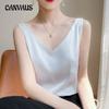 Шелковая майка для женщин, весенне-летний короткий жаккардовый костюм с v-образным вырезом, топы наизнанку, жилеты-бретельки