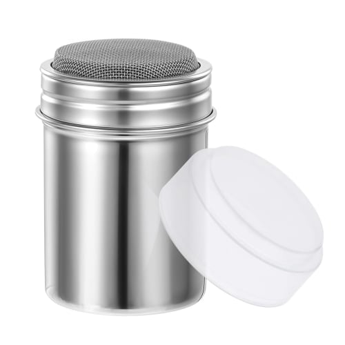TerraShine Stainless Steel Spice Shaker with Lid, Fine Mesh, for Spices, Sugar, Cocoa, Coffee, Pepper, Chocolate, and Other Condiments, Perfect for Ho