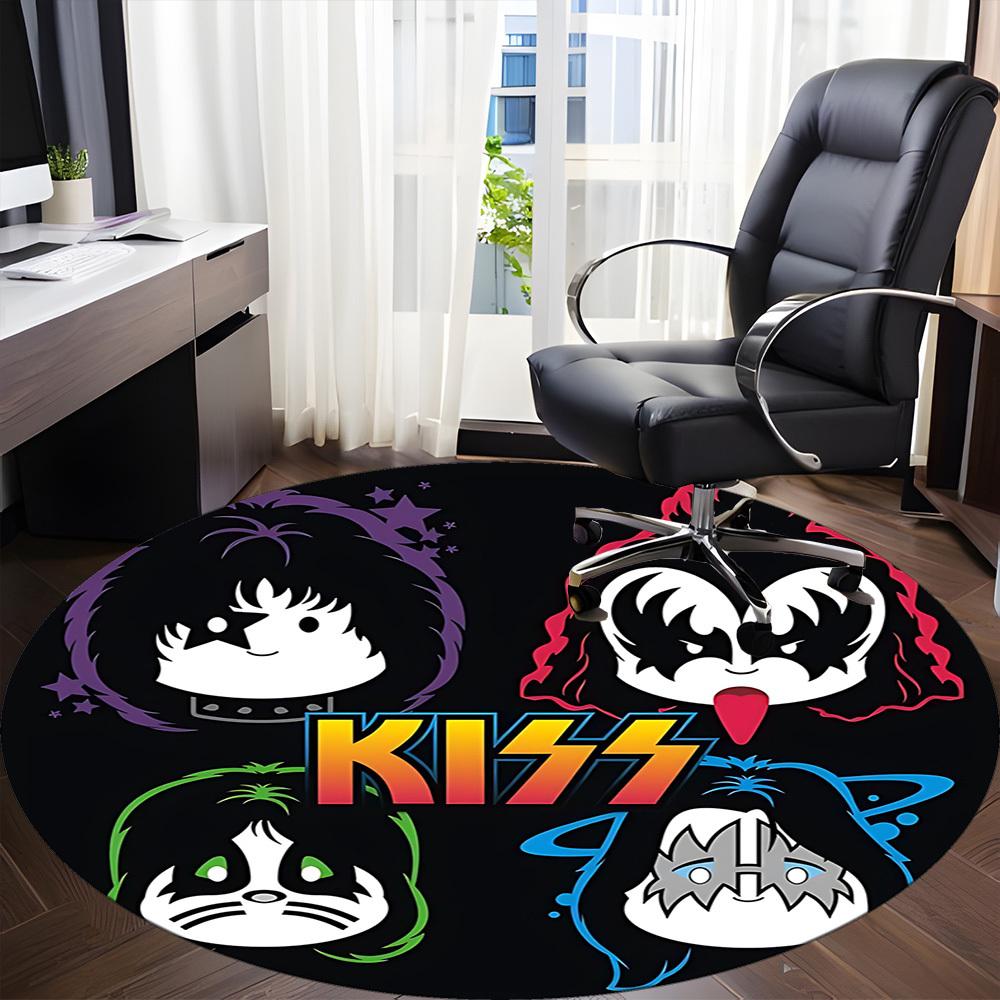 1 шт. Круглый ковер с логотипом группы KISS для офиса, под офисные стулья, спальни, гостиной, домашний декор a1016273
