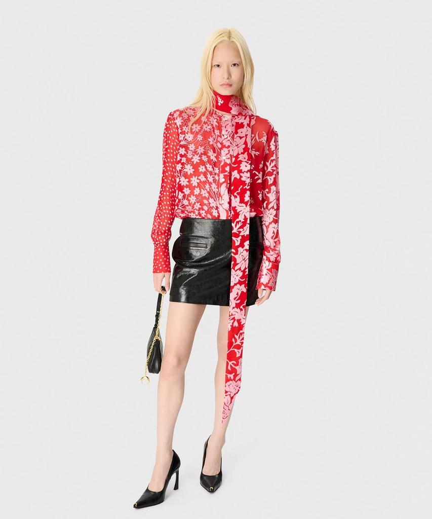 MARINE SERRE (W) Glossy Moon Leather Mini Skirt Black Glossy Moon Leather Mini Skirt Bk99 Black