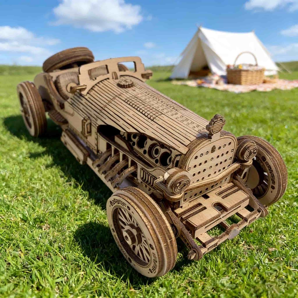 Сделай сам Деревянная 3D-пазл Миниатюрный набор "Античный спортивный автомобиль" Оригинальный подарок на день рождения или праздник Обучающая игрушка Изящно разработанный