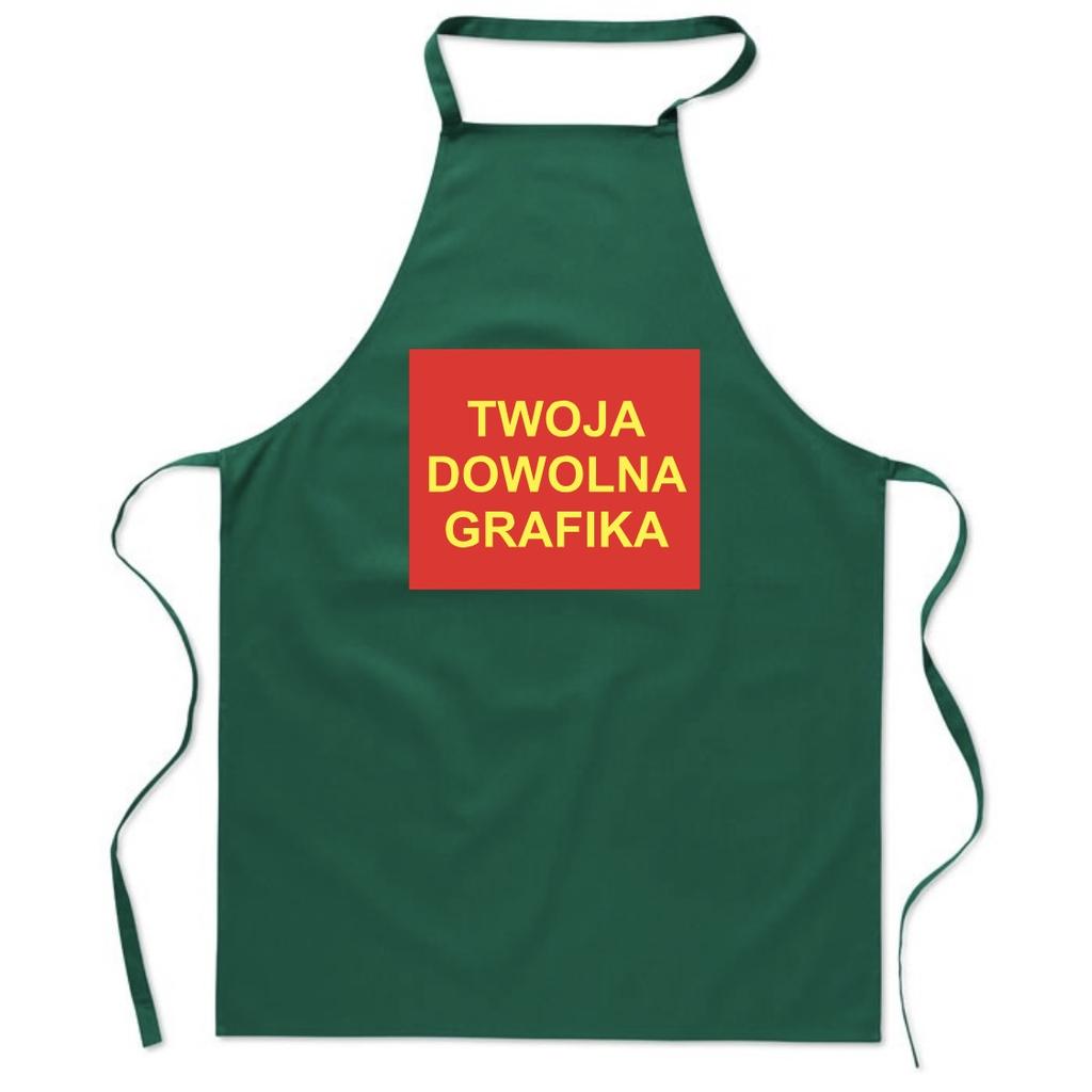Green kitchen apron with your own custom print, gift FA_358