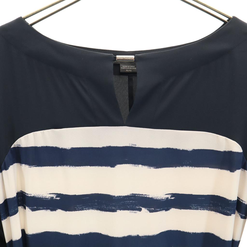 Armani Exchange Мини-платье с длинным рукавом и узором по краю PO Темно-синий Женский Б/У