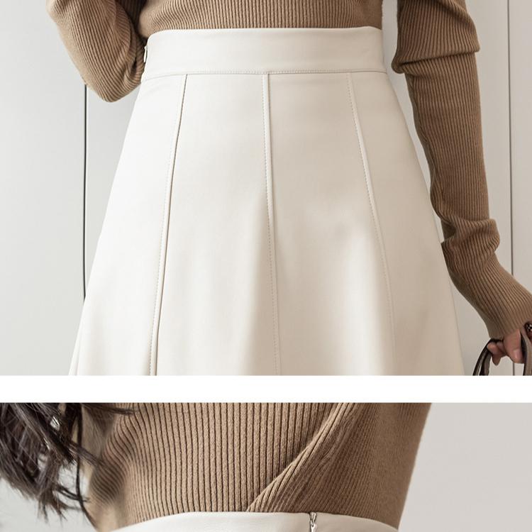 Юбки из искусственной кожи для женщин, плиссированные шикарные повседневные свободные юбки на молнии, осень-зима, новые модные женские юбки с высокой талией