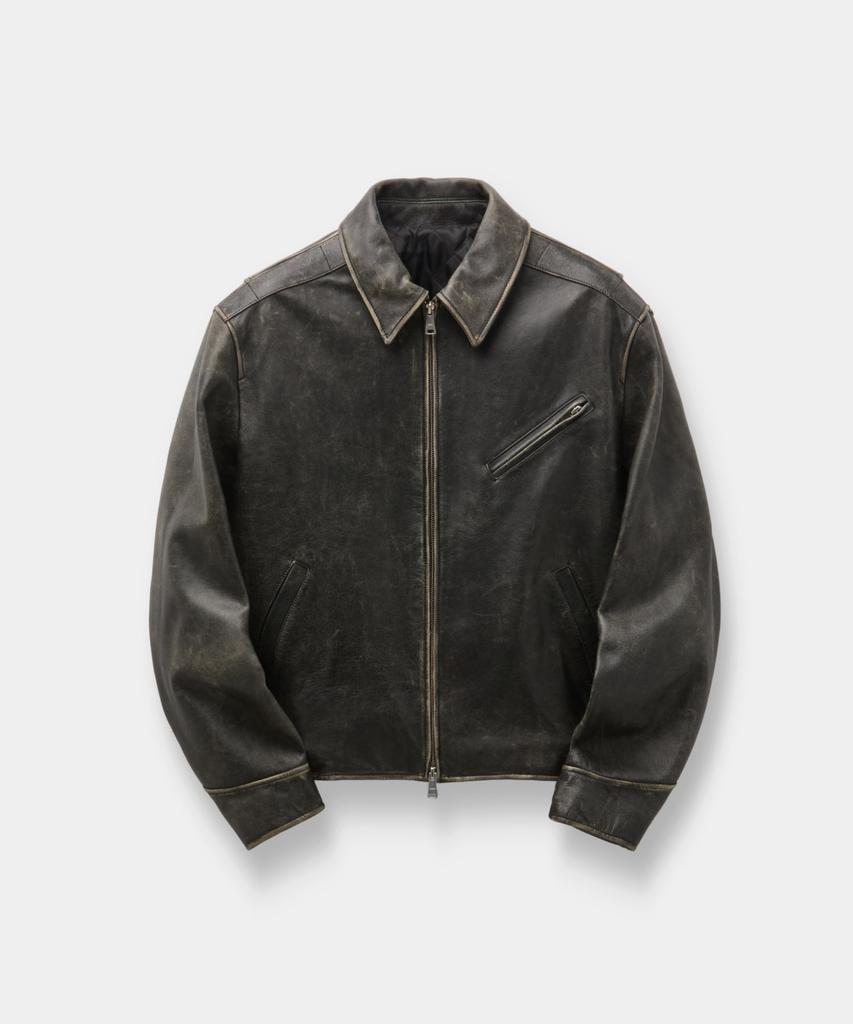 COOR Cow Washed Biker Leather Jacket (Washed Black)