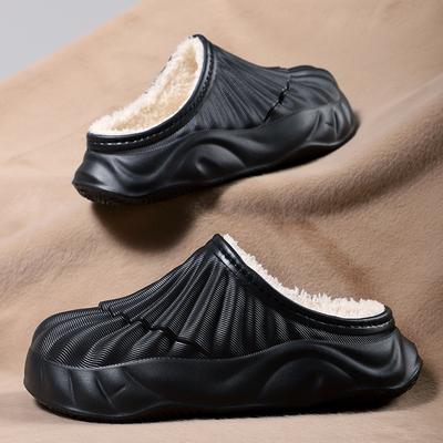 Мужская теплая зимняя хлопковая обувь, женские теплые домашние тапочки на меху, нескользящие плюшевые тапочки из ЭВА, домашняя обувь для пар на толстой подошве, шлепанцы