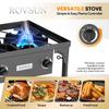 ROVSUN 3 Burner Propane Gas Stove, 225,000 BTU High Pressure Outdoor Camping Burner, CSA Listed Regulator, Picnic Cooker Perfect
