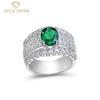 925 Sterling Silver Zircons Gemstone Rings For Women Green Diamond 7*9mm Oval Anniversary Wedding Fine Jewelry