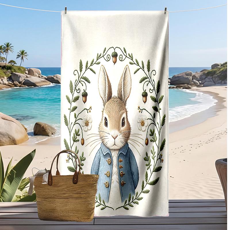 Peter Rabbit Printed Quick Dry Beach Towel Super Absorbent Soft Lightweight Bath Towel for Pool Summer Travel