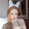 Кружевной ободок с кошачьими ушками для женщин, ободок для мытья лица и фиксации волос, сексуальные кроличьи ушки, косплей, макияж, аксессуары для волос