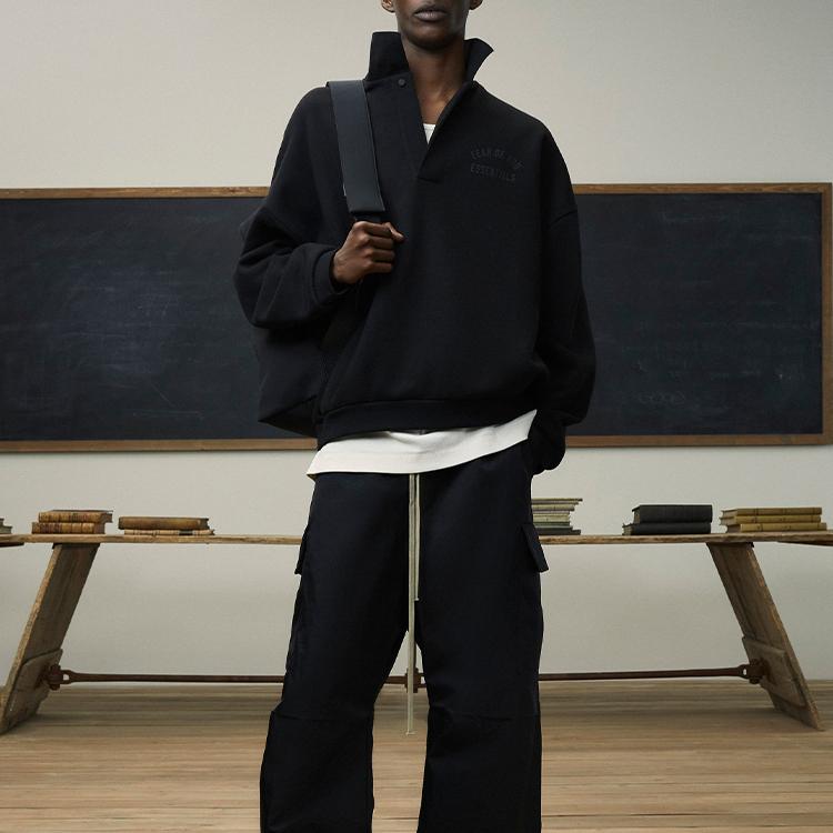 Fear of God Мужские флисовые поло черного цвета Essentials 192BT244390F