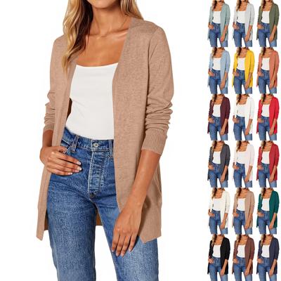 Женский кардиган с круглым вырезом и длинными рукавами, на шнуровке, приталенный