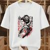 Japanese Geisha Hannya Mask Samurai Sword Cherry Blossom Graphic Tshirt Dark Harajuku Unisex Oversized Black Cotton Tee