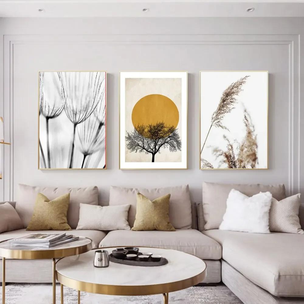 Minimalist Plants Poster Natural Scenery Dandelion Nordic Sun Tree Art Print Canvas Painting Modern Wall Picture Bedroom Decor