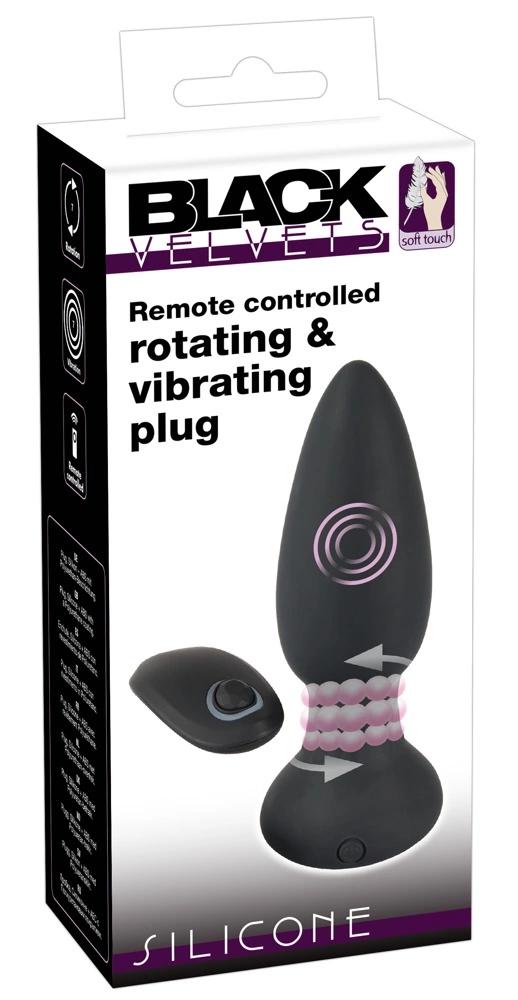 Black Velvets - Rotating Butt Plug with Remote Control 14 cm Black