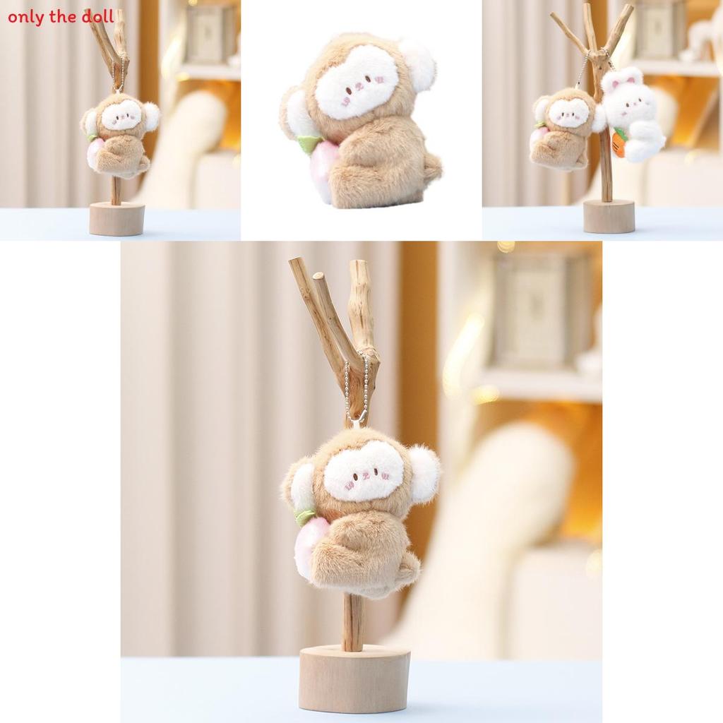 Monkey And Rabbit Plush Keychain With Carrot Peach Design For Girls Gift And Collectible Fun