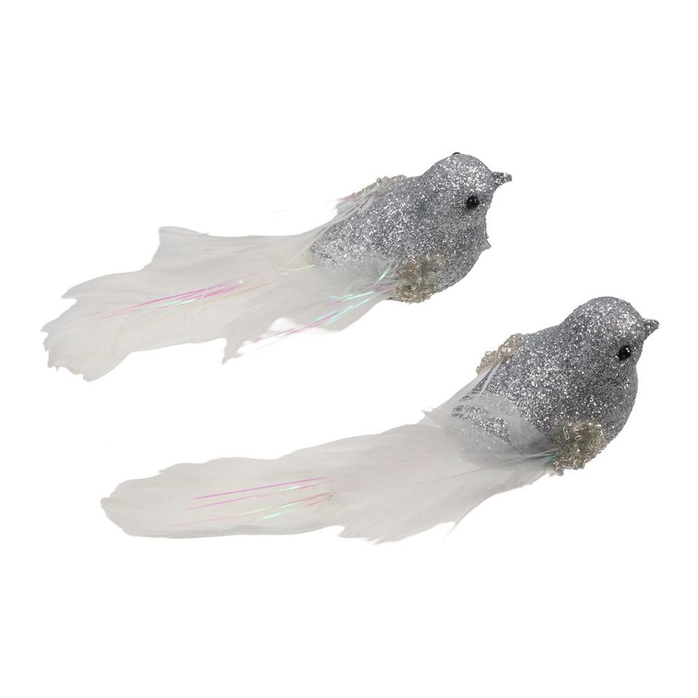 4 Pcs Handmade Simulation Bird With Clip Colorful Bird Ornaments Christmas Feather Bird Garden