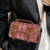 Korean Ins Small Bag Women 2025 New Retro Plaid Portable Pillow Bag Niche Texture Commuter Messenger Bag