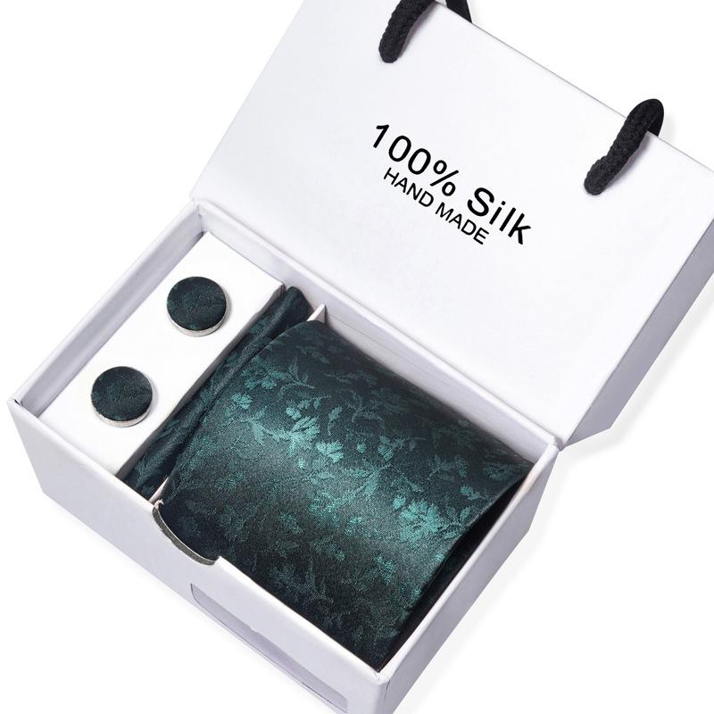 Мужской деловой галстук, квадратный шарф, подарочная коробка, полосатый простой костюм, рубашка, галстук, черный подарочный набор в коробке