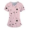 Women's Nurse Uniform Simple Star 3D Print Tops V-neck Pockets Medical Uniform Nursing Surgical Gown Tops Work Clothes