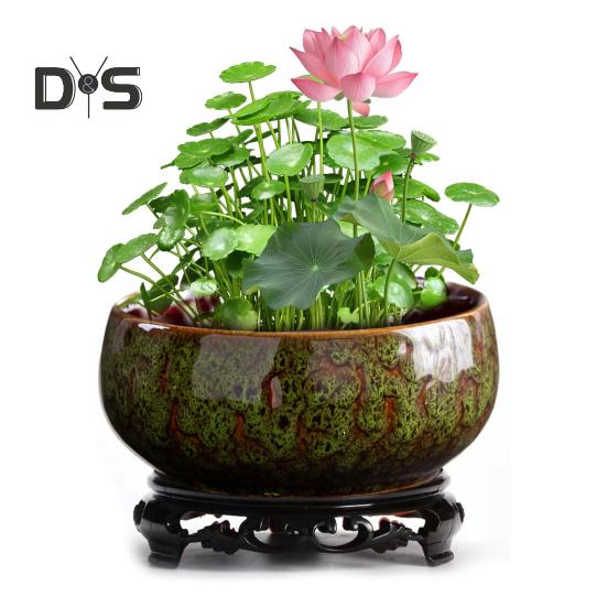 Керамический горшок для лотоса, крупнокалиберная непористая круглая ваза, цветная глазурь для нарциссов, цветочный горшок для водных растений, чаша для лотоса, гидропоника