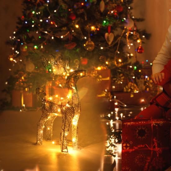 Светящаяся фигурка оленя 3D металлическая стоящая статуя оленя со светодиодной подсветкой