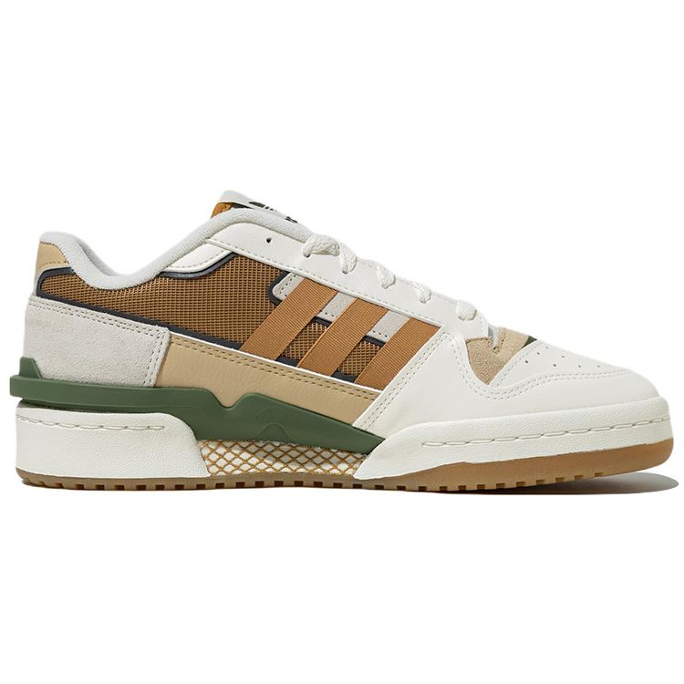 Adidas Originals Forum Exhibit Low 2 Fabric Leather Comfortable Low-Top Skate Shoes Unisex Sneakers Beige FZ5595