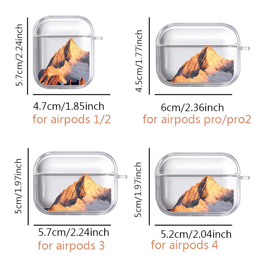 Чехол для Airpods Pro3 Pro2 1 4 2 Pro 3 Прозрачные чехлы для наушников Обложка Горный хребет Снежный