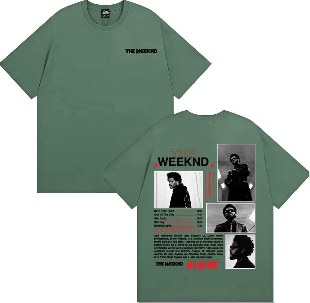 Rapper The Weeknd Starboy Album Cover T Shirt Unisexs Clothing Harajuku Punk Hip Hop Tshirts Unisex 100 Cotton Short Sleeve Tshirt