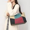 Новая женская сумка через плечо из сращенного холста, вместительная, портативная сумка-мессенджер, повседневная сумка в этническом стиле, контрастного цвета